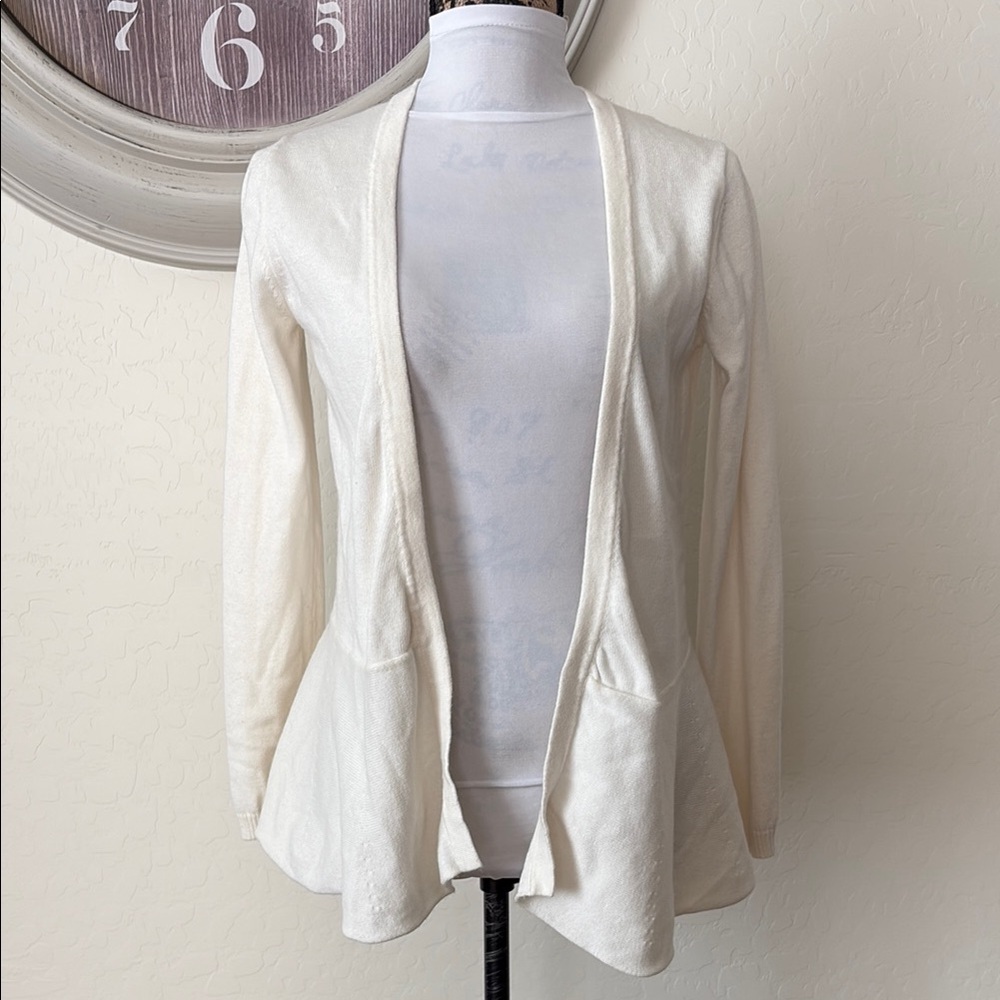 Sara Campbell Cream Cardigan Sweater Lightweight Knit. S